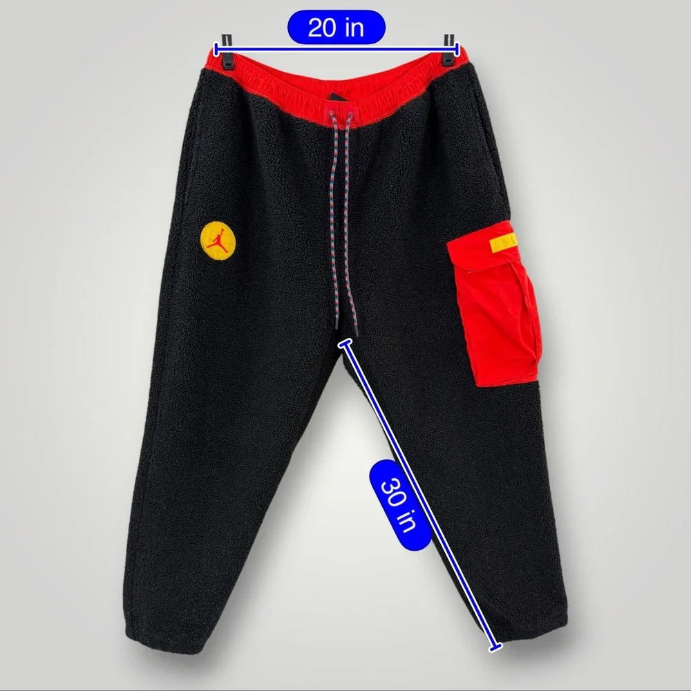 Jordan Jumpman Sherpa Fleece Pants Black Red Cargo Joggers XXL DC9730-010